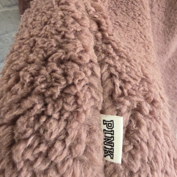PINK Victoria's Secret Sherpa Teddy Hoodie Cardigan Jacket Medium / Large New - Picture 3 of 16
